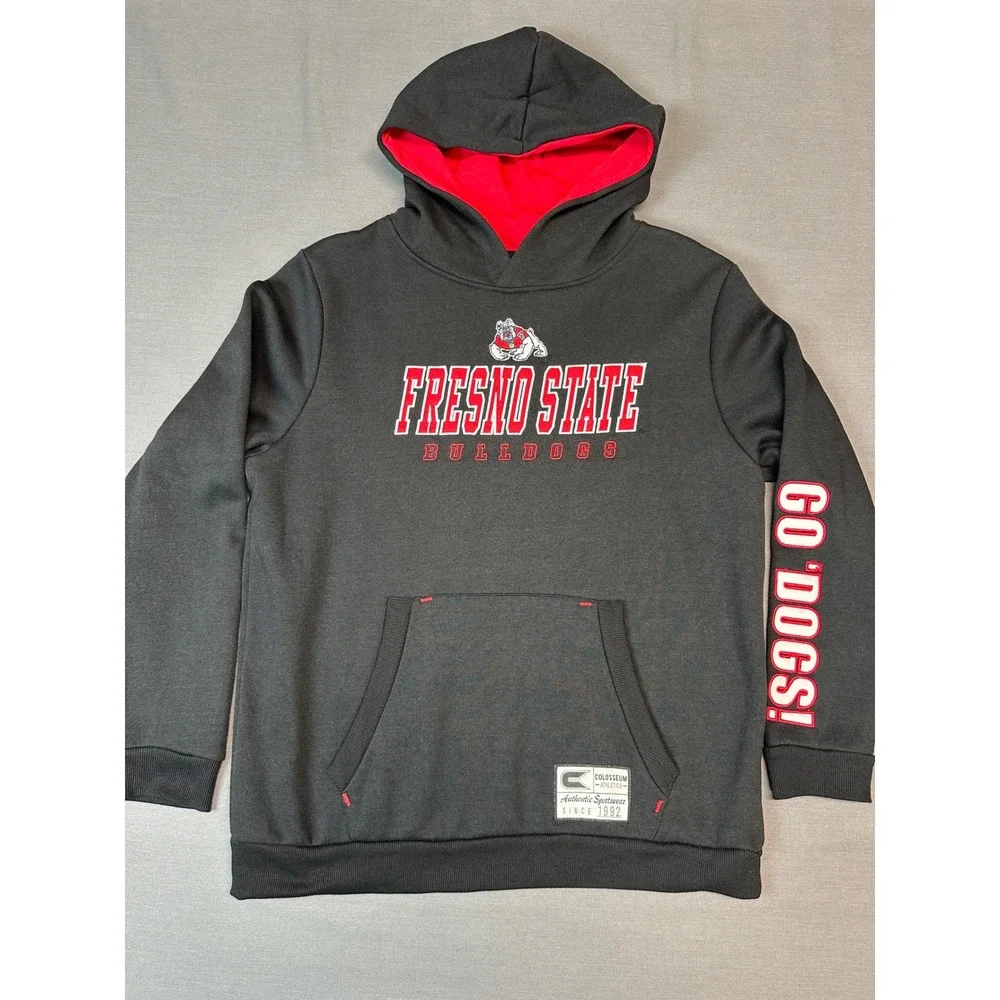 Fresno State Bulldogs Hoodie Youth XL 20 Black Red Go Dogs Colosseum Pullover - Picture 1 of 8